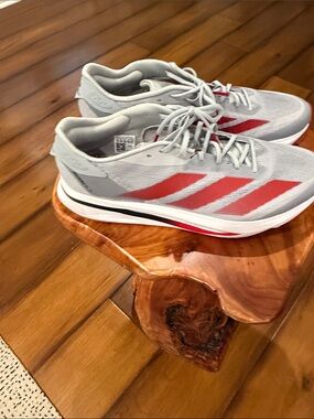 adidas adidzero SL2 Gray Running Sneakers with Red Stripes